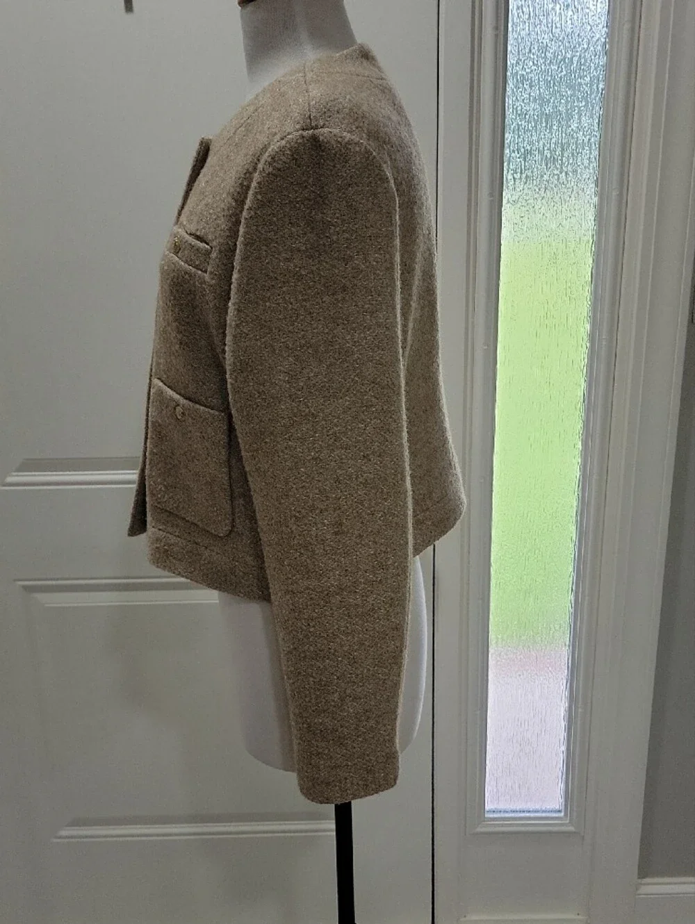 J. Crew Collection Neutral Beige Bouclé Gold-Button Cropped Jacket